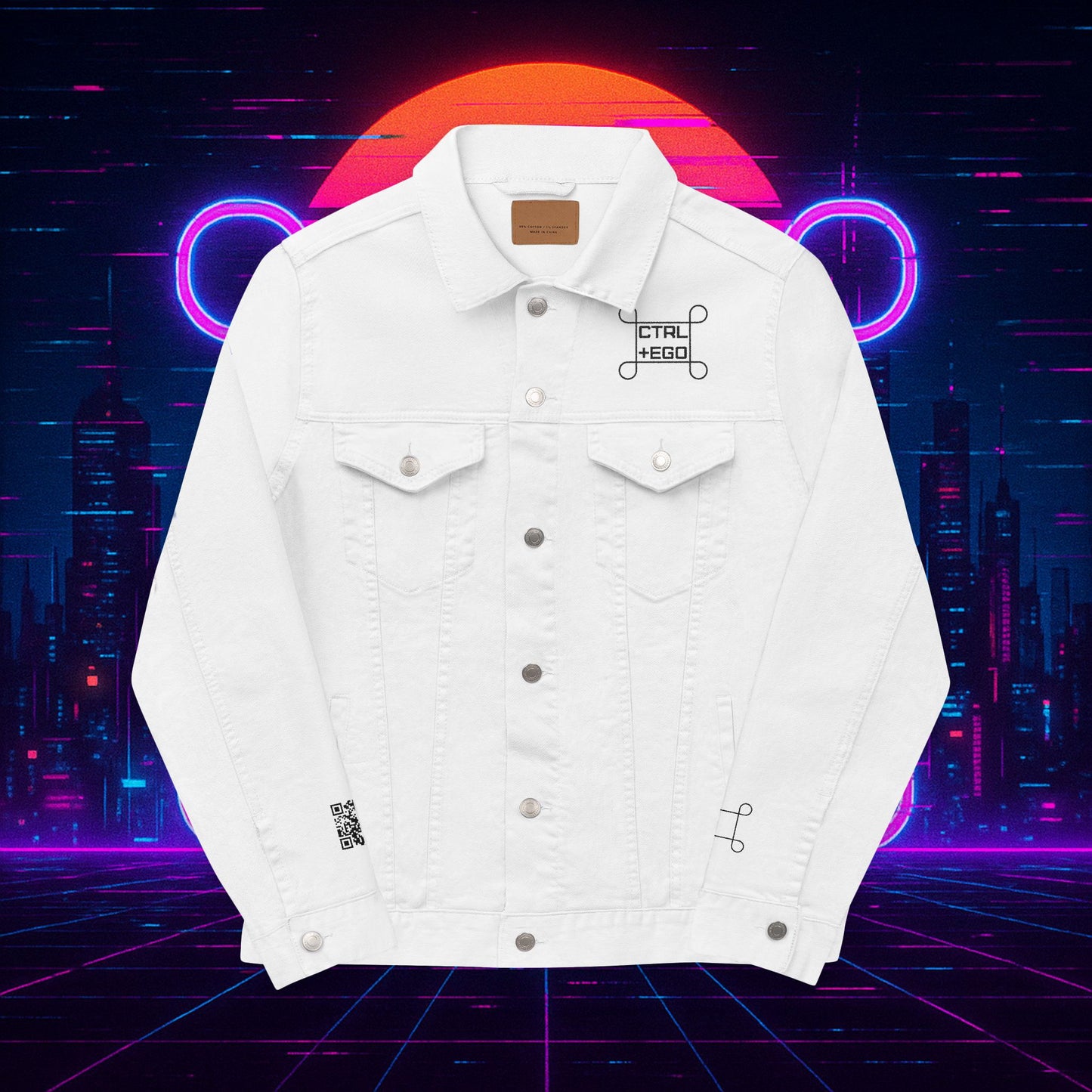 Black Embroidered Street Dragon Unisex Denim Jacket